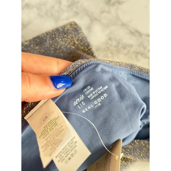Aerie-Swimwear-large-blue-cheeky-bottoms-sparkly - Picture 3 of 3